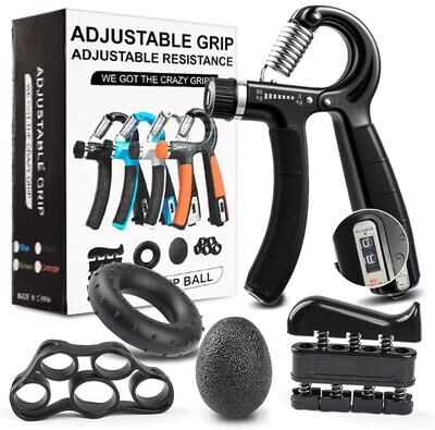 Lush Living Finds Adjustable Hand Grip Strengthener Set, Finger Exerciser & Stress Ball For Forearm Workout, Wrist Support Adjustable Hand Grip Strengthener Set, Finger Exerciser & Stress Ball For Forearm Workout, Wrist Support