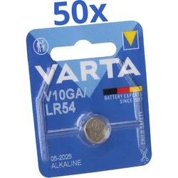 50x Varta Knopfzelle Electronics V 10 GA Alkaline 1,5 V 1er Blister