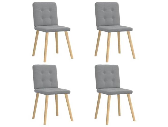 Esszimmerstühle 4 Stk. Hellgrau Stoff mit Polsterung, Metall und Holz Polyesterbezug, Schaumstoffpolsterung, Metall-Holz-Gestell, Esszimmer, Wohnzimmer, Gästezimmer