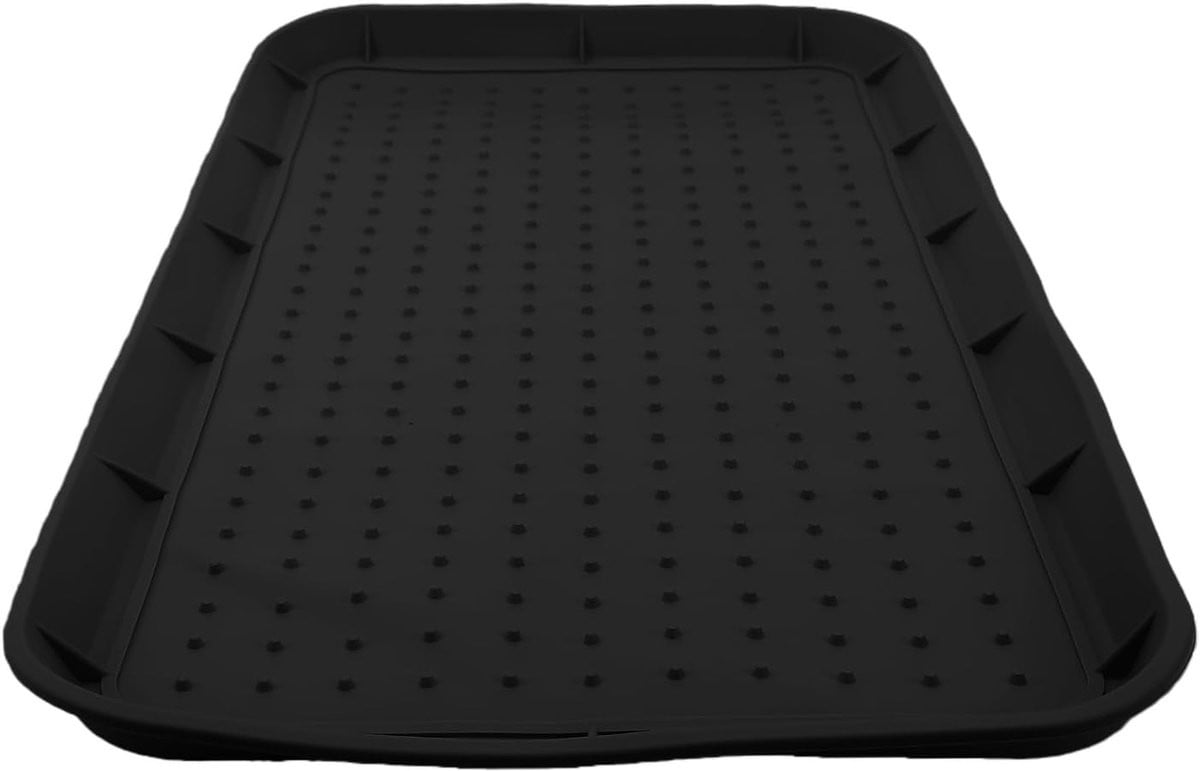 Zwart siliconen schoenenrek opbergmat voor de entree met verhoogde randen, 76 x 38 cm