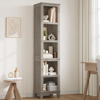 Garvee "71"" Tall Bookcase with Adjustable Shelves, 5 Tier Narrow Bookshelf"