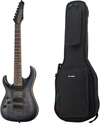 Harley Benton Amarok 7 LH BKNT Flame w/Bag Black Natural Flame Burst Satin