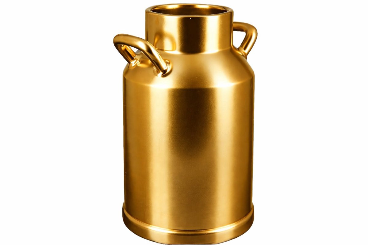 Boerenleven Keramische Melkbus Vaas - Goud
