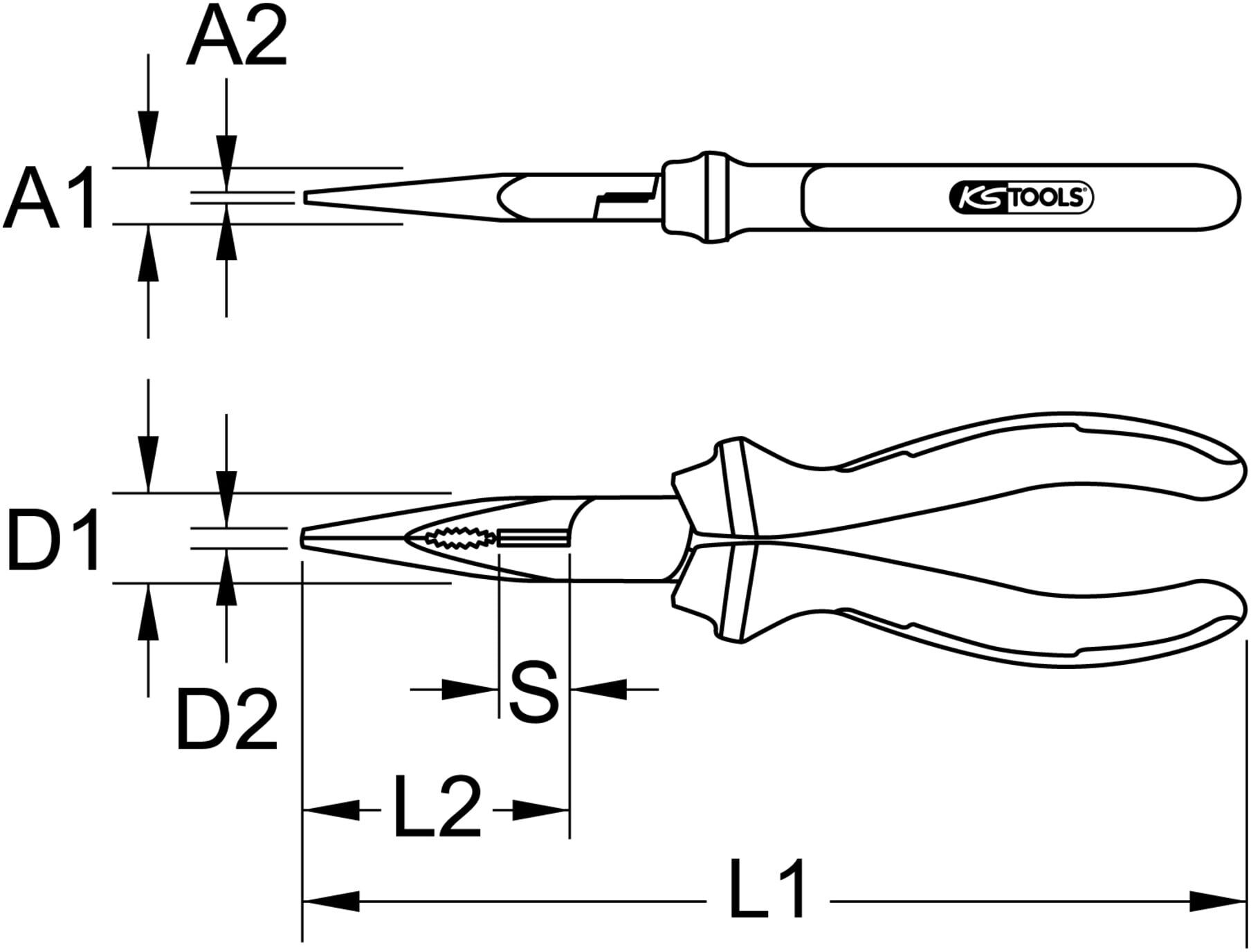 KS Tools ERGOTORQUE VDE Flachrundzange, 165mm (117.1117)