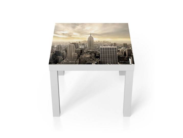 DEQORI Couchtisch 'Goldene Metropole', Glas Beistelltisch Glastisch modern