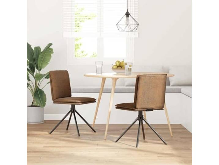 POUFGDR Esszimmerstuhl, braun, Kunstleder, Wildleder, drehbar Ergonomisches Design, Rahmen aus Metall und Sperrholz, Sitzfläche aus dickem Schaumstoff, Wildlederimitat, leicht zu reinigen