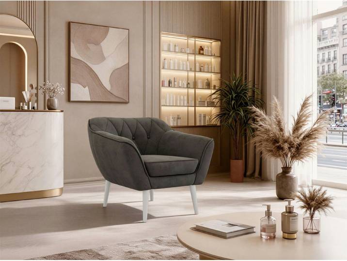 MKS MÖBEL Sofa PIRS, 1-Sitzer, Design mit Steppung, Wellenfederung, Scandi-Design, Füße wählbar