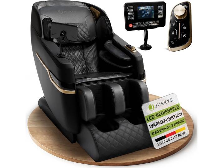 Juskys Massagesessel Naxos, elektronisch, Bluetooth & Heizung – Schwarz