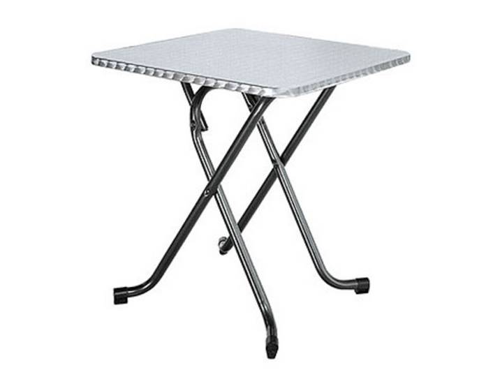 Table pliante LORRAINE Inox - L. 70 x P. 70 cm, plateau , piétements Noir