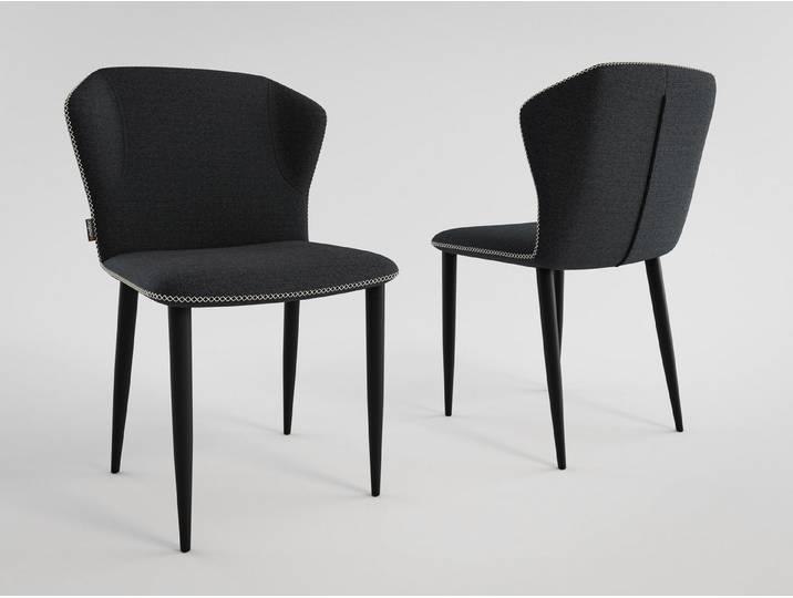 Magnolia Home Esszimmerstuhl 2er Set Esszimmerstuhl Küchenstuhl Cosmo Stoffbezug dunkelgrau Metallb
