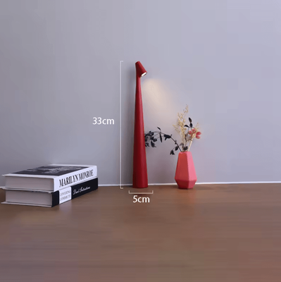 Inspire Curations Minimalist Rechargeable LED Desk Lamp Touch Dimmable Bedside Table Light red abs