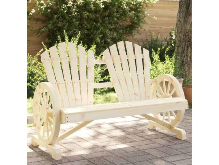 POUFGDR Adirondack 2-Sitzer Stuhl aus massivem Tannenholz Ergonomische Sitzfläche, geneigte Rückenlehne, Trolleyarmlehne, Tragkraft 110 kg pro Sitz