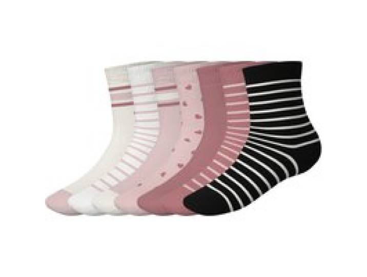 LUPILU® Chaussettes bébé, 7 pièces (blanc/rose/noir, 19-22)
