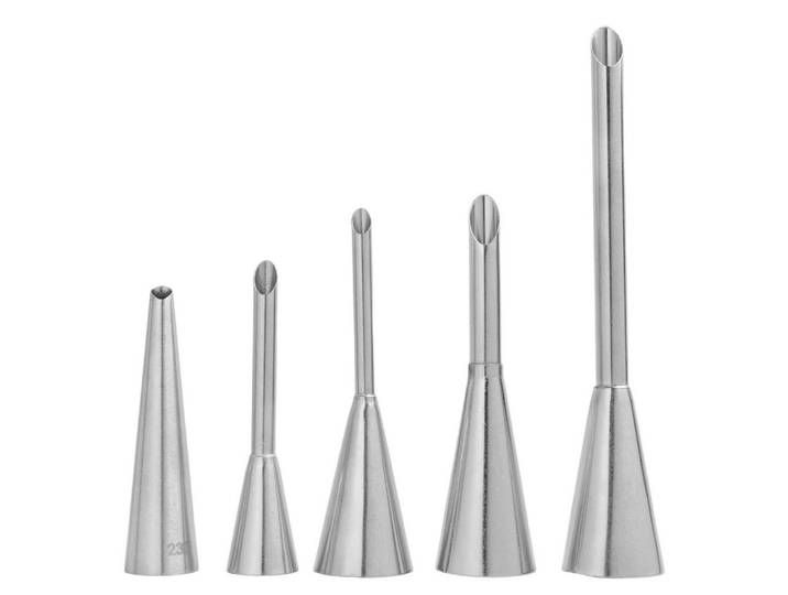 Spritztüllen 5-teiliges Set Edelstahl, Silberfarben, Metall, 2.5x1x14 cm, Backen & Backzubehör, Garnieren & Verzieren