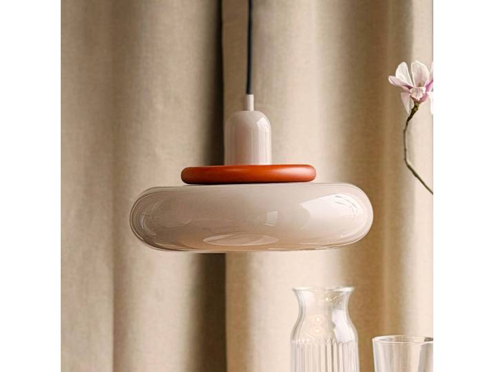 Dyberg Larsen Hängelampe Planet Mini, dimmbar, creme / amber, für Wohn- / Esszimmer, Metall, Design, Pendelleuchte