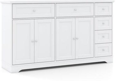"Costway Buffet Sideboard 59"" Modern Coffee Bar Station Console Table-White"