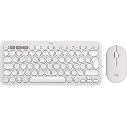 Logitech Pebble 2 Combo (DE, Kabelgebunden, Kabellos), Tastatur, Weiss