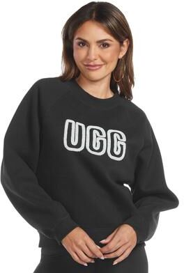 UGG Women's Logo Crewneck Casual in Black, Size 1X, Cotton/Polyester