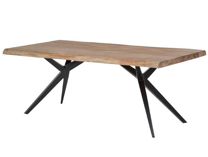 Esstisch 'Vanaja' 180x90 cm, Akazie/Antikschwarz Massivholz, Metall Akazie Modern