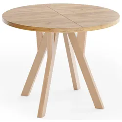 ESSTISCH Avero rund, ausziehbar, Massivholzbeine aus Buche, Eiche Braun 80-130/80/77 cm