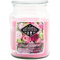 Fragrance and Style GmbH Fresh Flower Duftkerze Candle Brothers, Kerze im Glas, 2 Dochte, 510g, 100h Brenndauer, Raumduftkerze