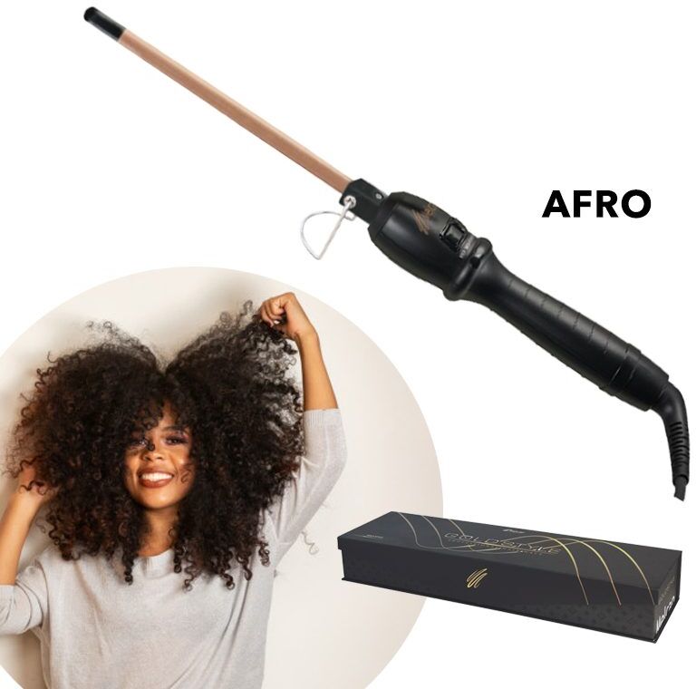 Melcap Piastra Arricciacapelli Afro 9 mm New Gold Style per Ricci Stretti e Definiti