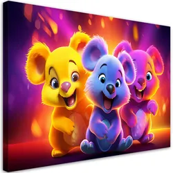 WANDBILD baby bären neon