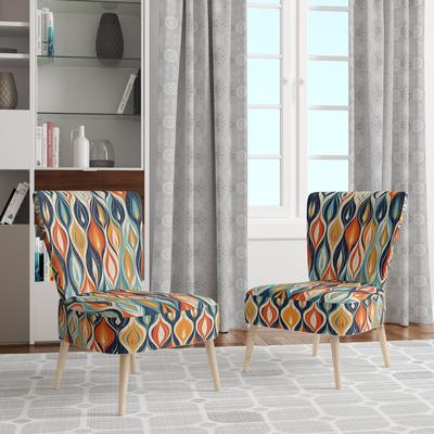 DESIGN ART "Designart ""Orange and Blue Botanical Symphony III"" Upholstered Abstract Accent Chair and Modern & Contemporary Arm Chair"