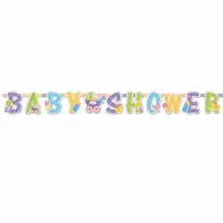 Baby Shower Banner Girlande 2,1m mit Babymotiven Partydeko Babyparty Geburt Feier Raumdeko Wanddeko Schriftzug Dekoration Mädchen und Jungen