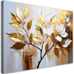 LEINWANDBILD Goldene Blätter Zweige Glamour 60x40cm