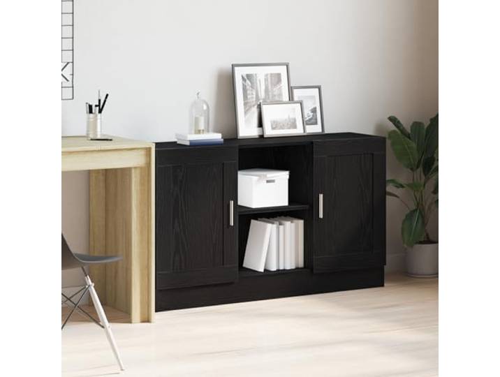RJPLMFV Anrichte, schwarz, 120 x 30,5 x 70 cm, aus Holz Eingeschränkte Türen, silberfarbene Griffe, Aufbewahrung für Wohnzimmer oder Esszimmer, einfache Montage