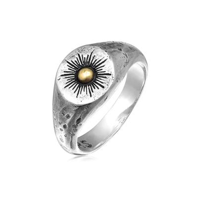 Siegelring HAZE & GLORY "Ring Siegelring - Sun Lover 925 Silber" Gr. 62, silber, Fingerringe, Herren, 62, Silber 925 (Sterlingsilber), Siegelring