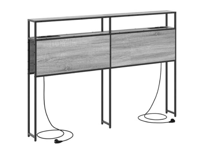 Makastle Stauraum-Kopfteil Sonoma-Grau 15x153x98 cm Holzwerkstoff Mit eingebauten Regalen