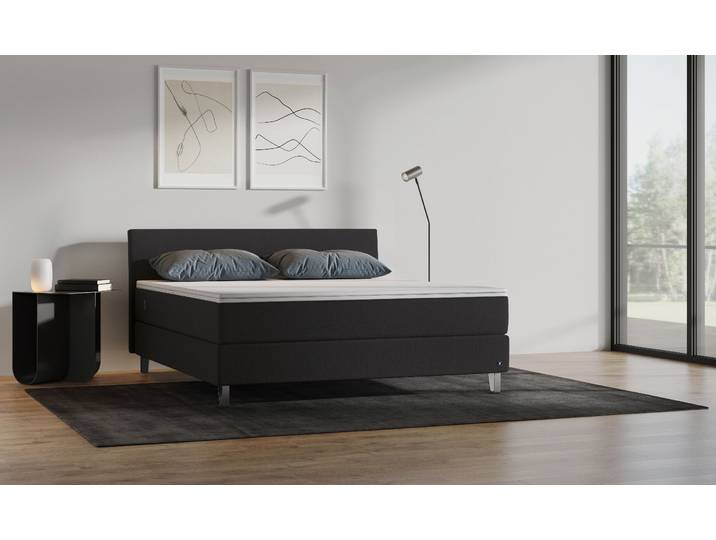 BRUNO Boxspringbett Premium 200x200cm in Schwarz Matratzen-Härtegrad: Links H2 / Rechts H3 mehrfach ausgezeichnet in Design & Qualität