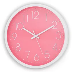 Intirilife Wanduhr in Weiß - Pink mit 30,5 cm Durchmesser - Praktische Zeitanzeige Chronometer