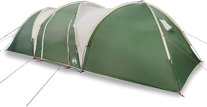 Kuppelzelt 8 Personen Grün | Wasserdichtes Familienzelt aus 185T Polyester mit PolyurethanBeschichtung, Sonnendach & E-Anschluss für Camping, Festival & Garten