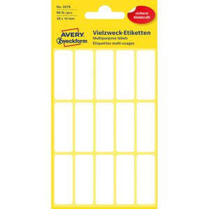 Zweckform Vielzwecketiketten 3076, weiß, 38 x 14mm, 6 Blatt, 90 Stück
