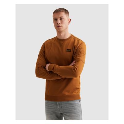 Sweatshirt PME LEGEND "Airstrip sweat", Herren, Gr. XL, glazed ginger, Sweatware, Obermaterial: 95% Baumwolle, 5% Elasthan, unifarben, regular fit normal, Rundhals, Rippbündchen, Sweatshirts Sweatshirt, mit Logo Stickerei