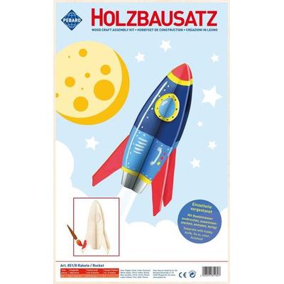 PEBARO 851/8 - Holzbausatz Rakete, 10 Teile, Holzkonstruktion zum Zusammenstecken