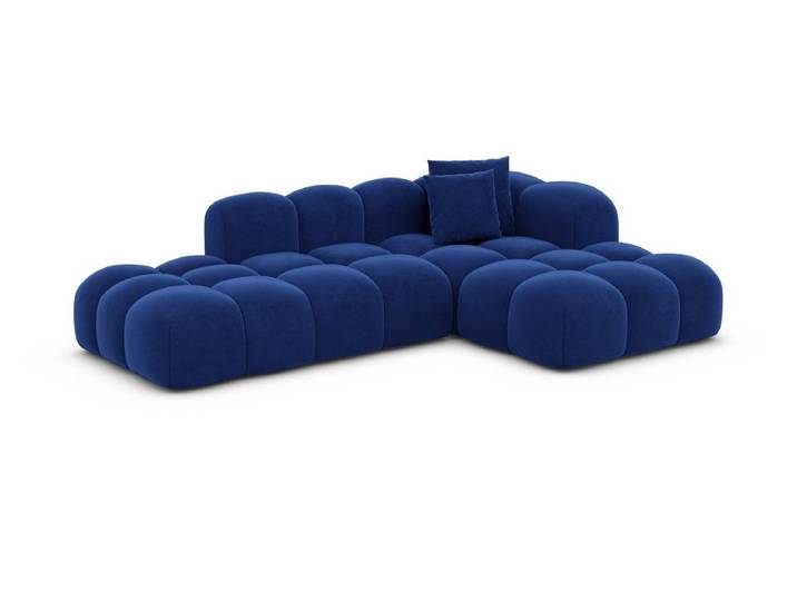 Sofa Dreams Ecksofa Formentera L Form Lounge Designer Sofa, mit Samtstoff Bezug in Dunkelblau, Ausrichtung Ecke rechts