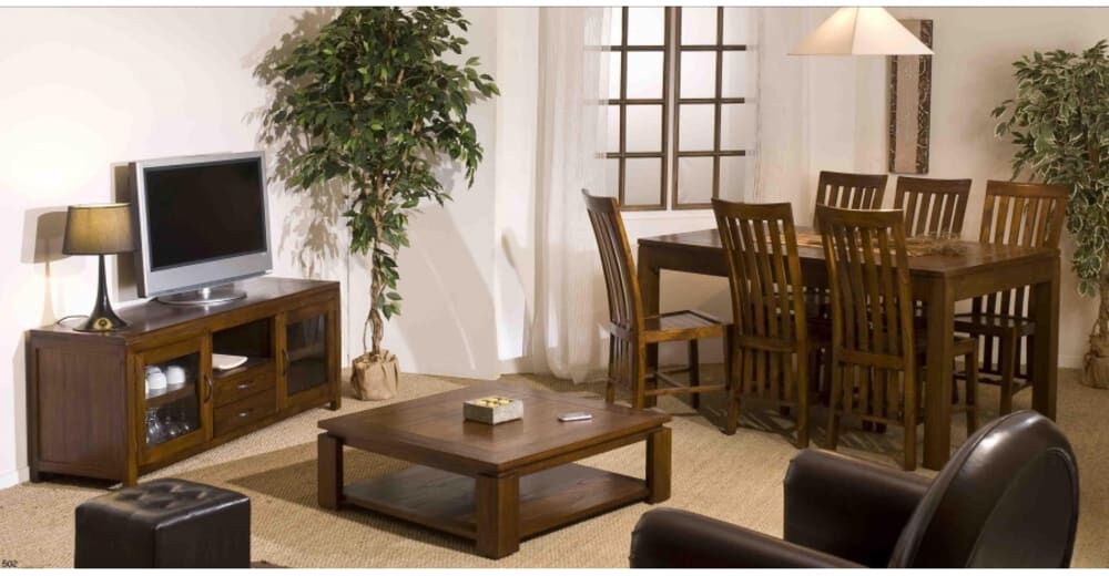 MACABANE Table basse carrée sous plateau en mindi l90 Marron 90x32x90cm