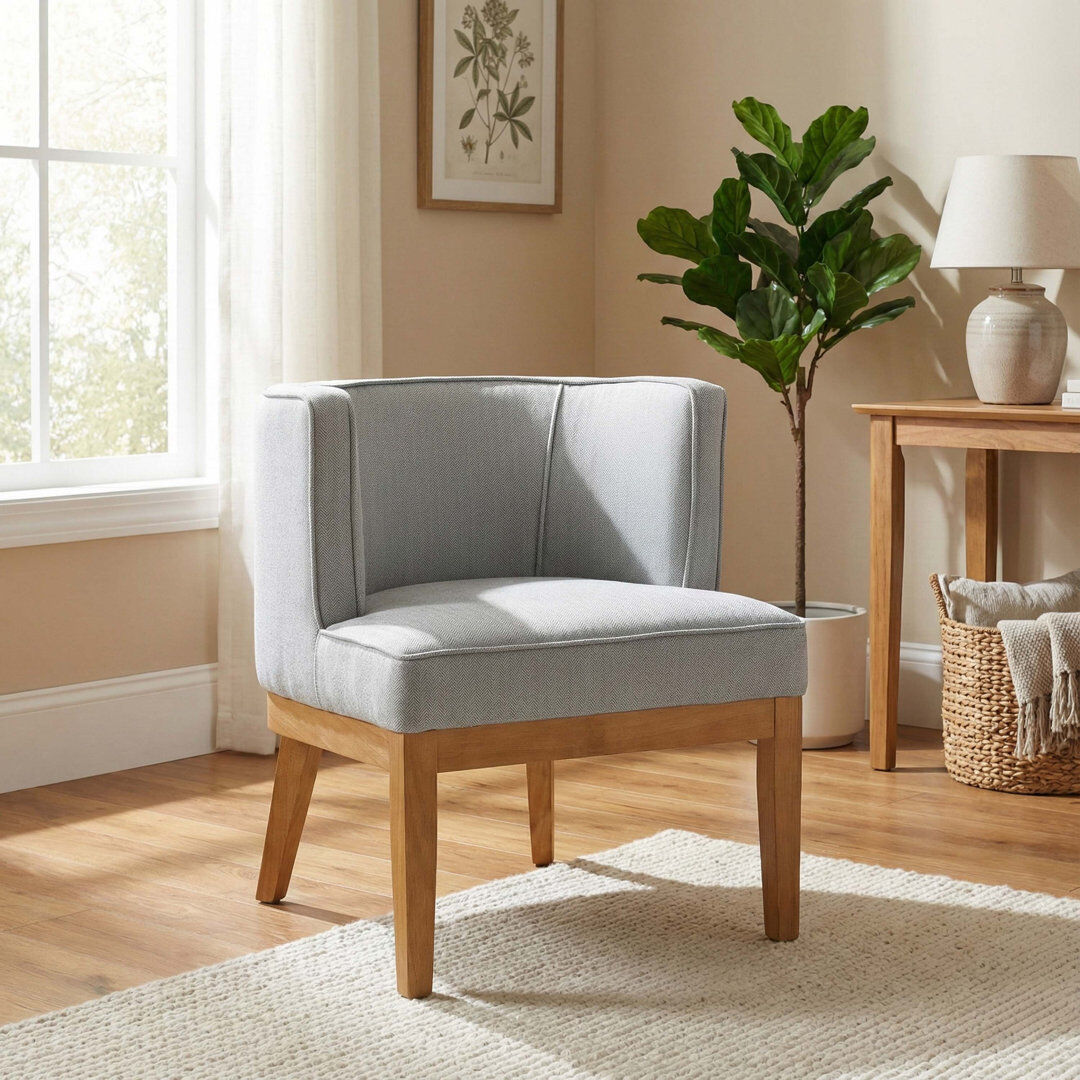 Zipcode Design Abbeville Upholstered Herringbone Barrel Chair Herringbone Grey 74cm H X 66cm W X 65cm D