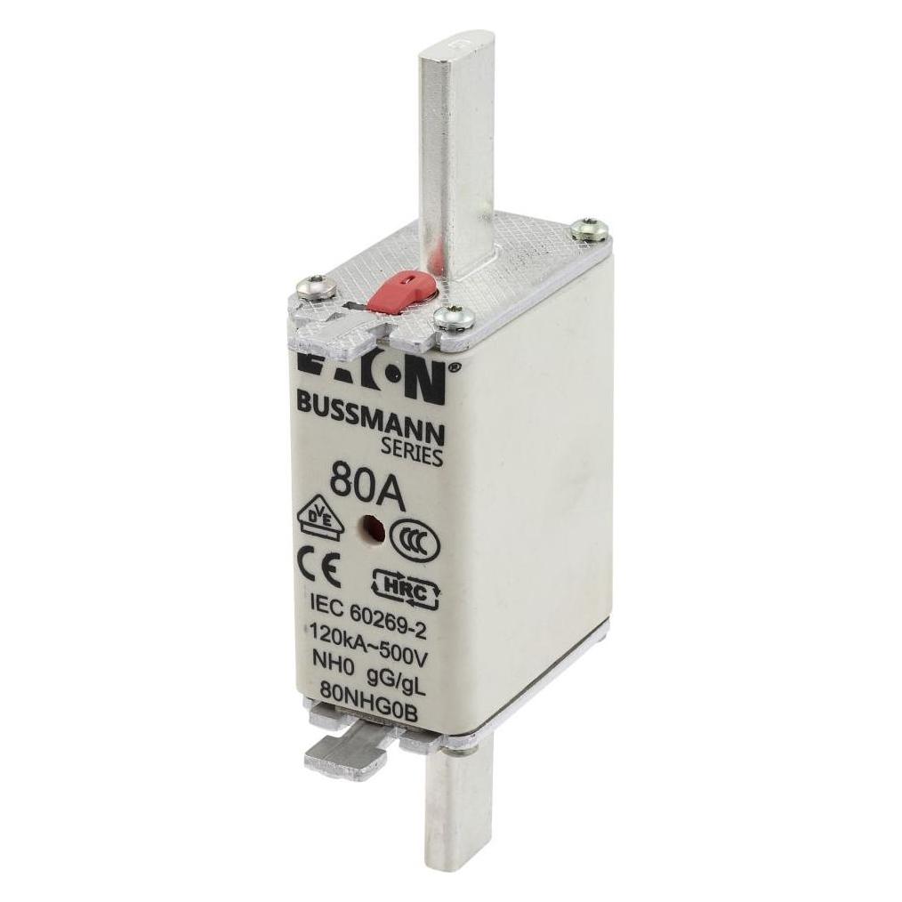 Eaton Sicherungseinsatz, Niederspannung, 80 A, AC 500 V, 120 kA, NH0, gL/gG, IEC, Doppelkennmelder, spannu (80 A) (80NHG0B)