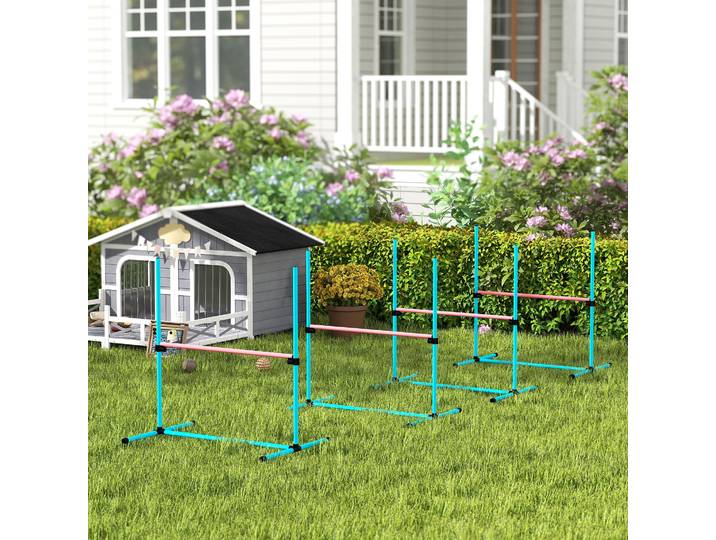PawHut Agility Chien 4 Pièces Réglables avec Sac Bleu Clair
