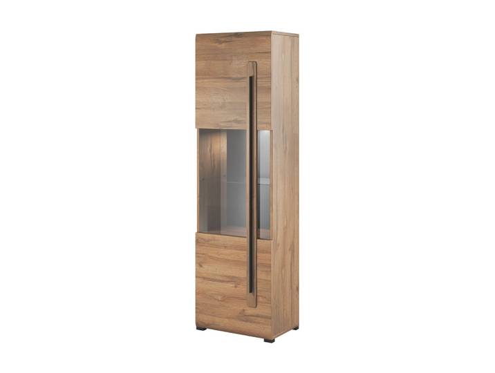 Vitrine 1 porte avec led panneaux stratifiés marron