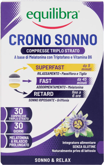 Equilibra Crono Sonno 30 Compresse Integratore di Melatonina per Rilassamento e Sonno