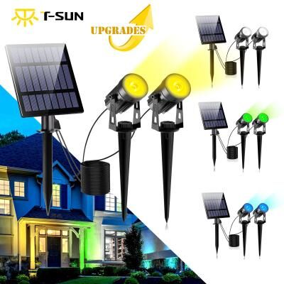 Inspired Finds Solar Powered IP65 Outdoor LED Spotlight Waterproof Landscape Yard Garden Tree Lamp cold White 2