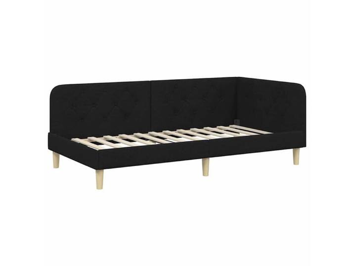 Cadre de lit d'angle en tissu - - 90x190 cm - Noir - Design en L - Polyvalent canapé-lit - Tissu robuste