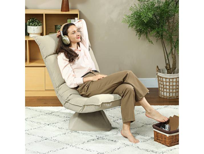 HOMCOM Fauteuil Pivotant Moderne 5 Positions Réglables Beige