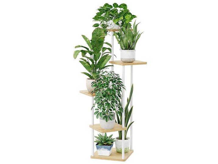 Bamworld Support Plantes Intérieur À 5 Niveaux Porte Plante Intérieur Pour Plusieurs Plantes Étagère Plante En Métal Blanc Porte